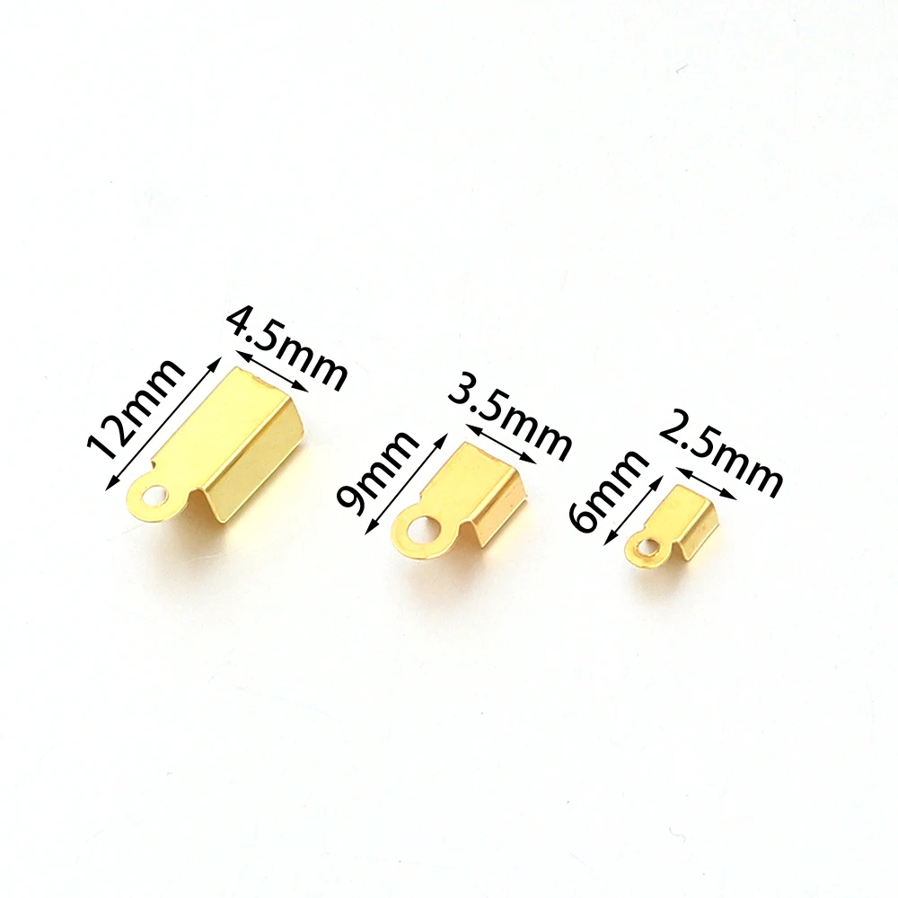 200pcs/lot Cove Clasps Cord End Caps String Ribbon Leather Clip Tip Fold Crimp Bead Connectors For Jewelry Making DIY Supplies - view 2