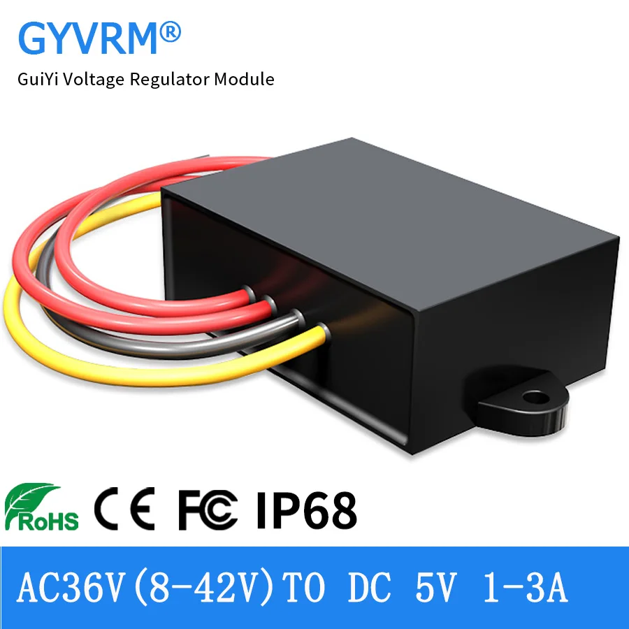 AC to DC Power Converter AC12V24V36V to DC 5V 1A 2A 3A Supports DC Voltage Input 8-60V Output DC5V 15W Maximum Power for LED