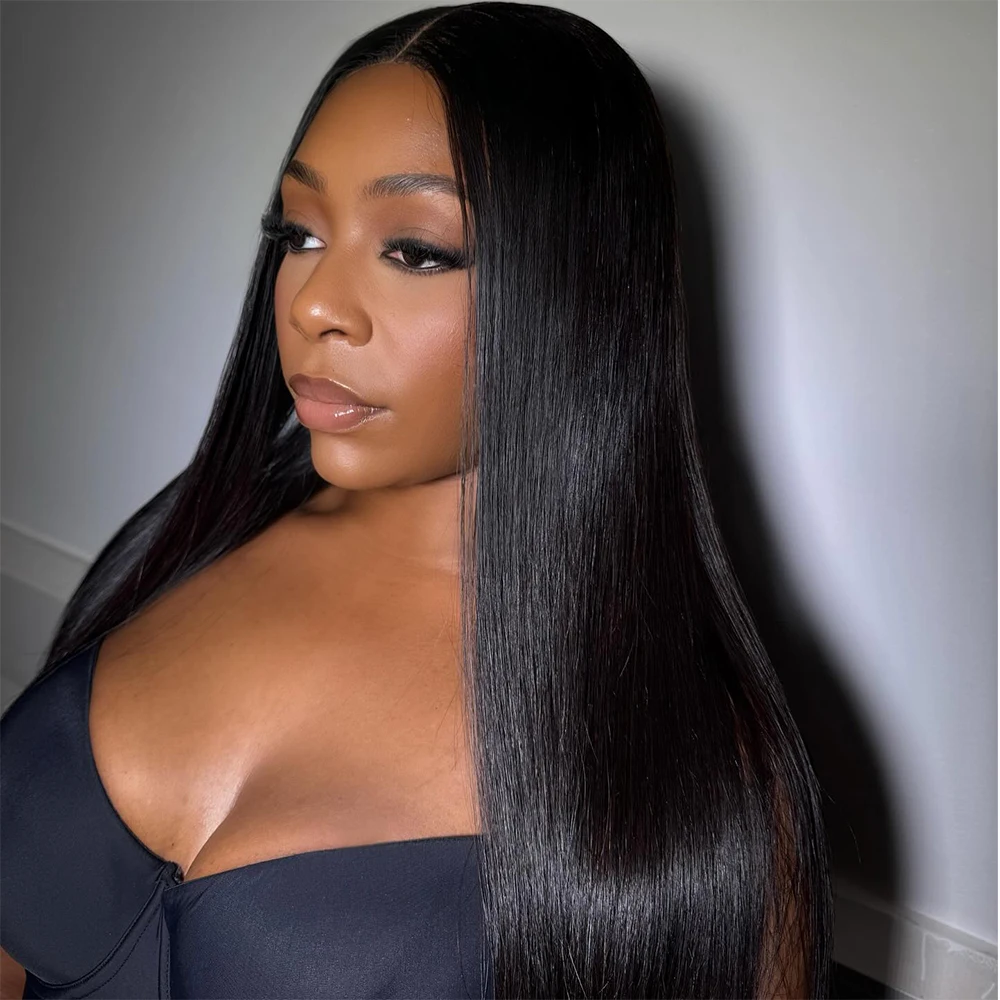 Parrucche diritte per ossa senza colla Pronto per andare Parrucche frontali in pizzo HD 13 × 6 densità 400 Parrucche per capelli umani vergini brasiliani Remy 30 36 pollici