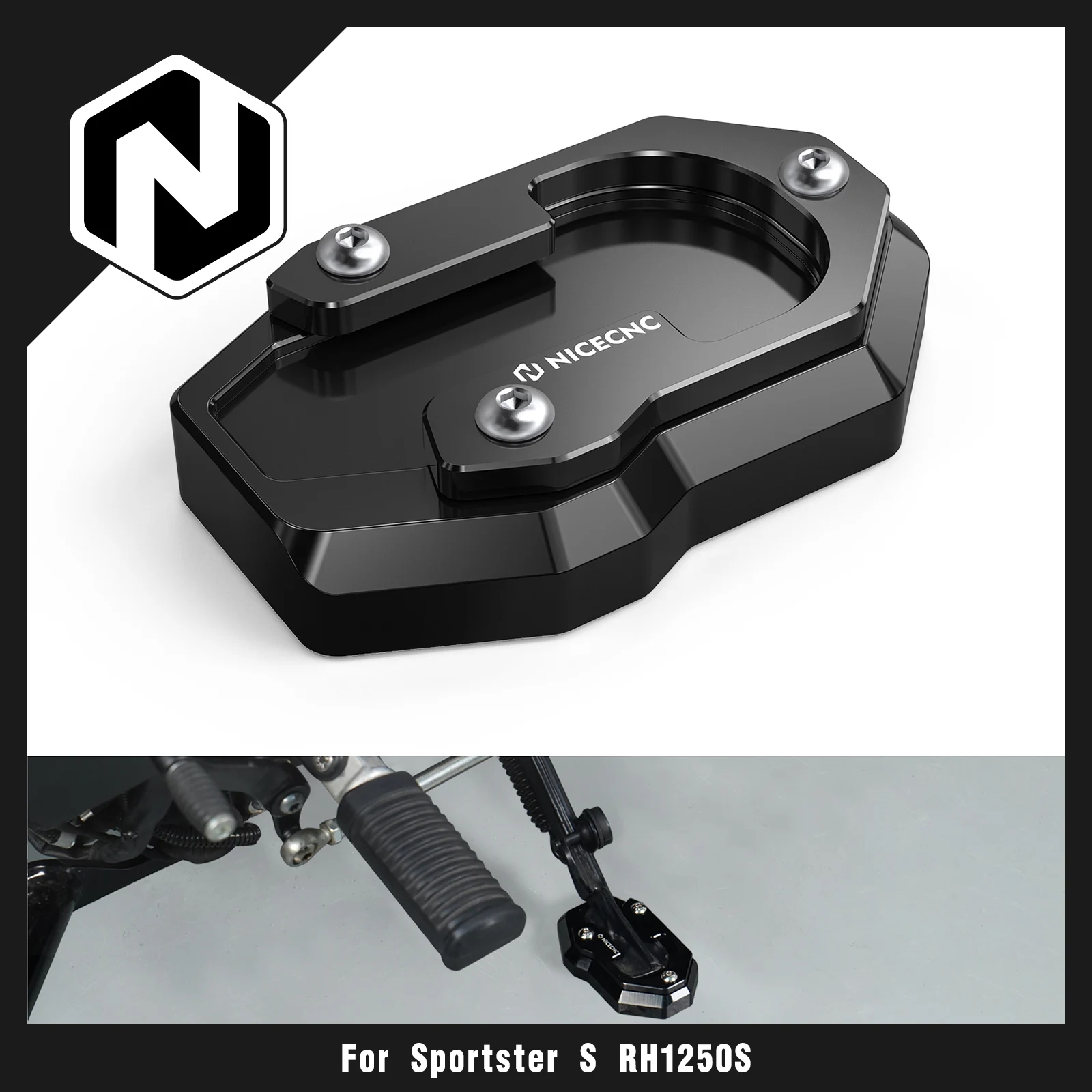 

Motorcycle Kickstand Side Stand Extender Pad For Harley Sportster S RH1250S 2021-2024 Sportster S RH 1250 S 2024 2023 2022 2021