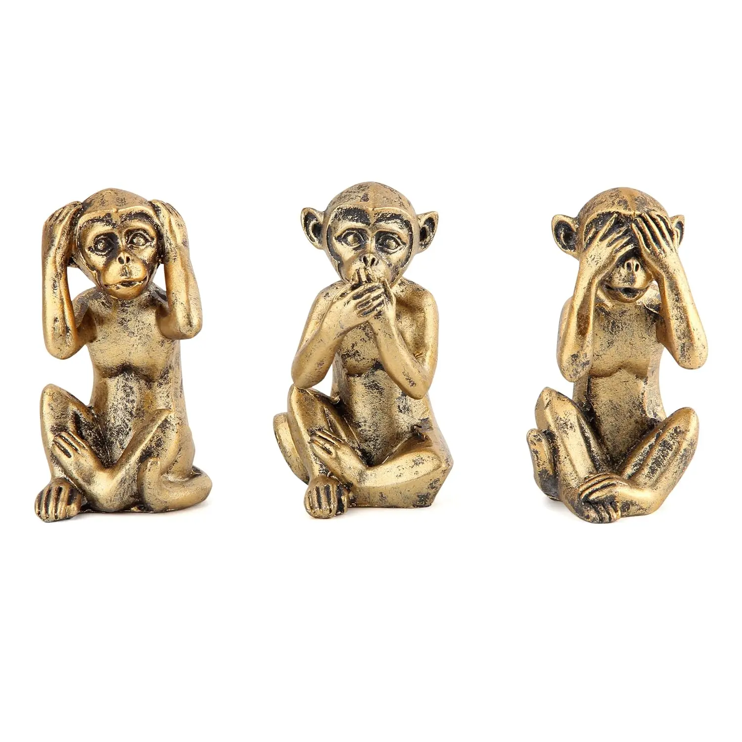 3 Wise Monkeys Statue for Home Decor Accents,Hear no Evil See no Evil Speak no Evil Figurine for Living Room Boho, Customized