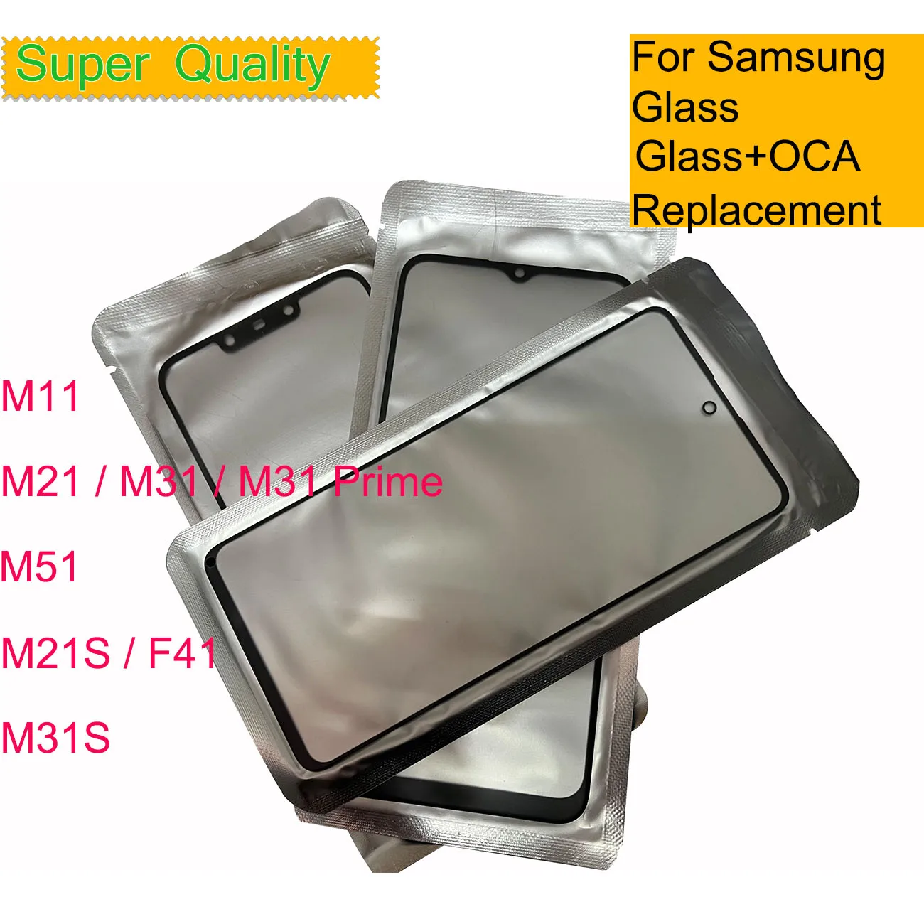 10Pcs/Lot For Samsung Galaxy M11 M21 M31 Prime M51 M21S F41 M31S Touch Screen Panel Front Outer Glass LCD Lens With OCA