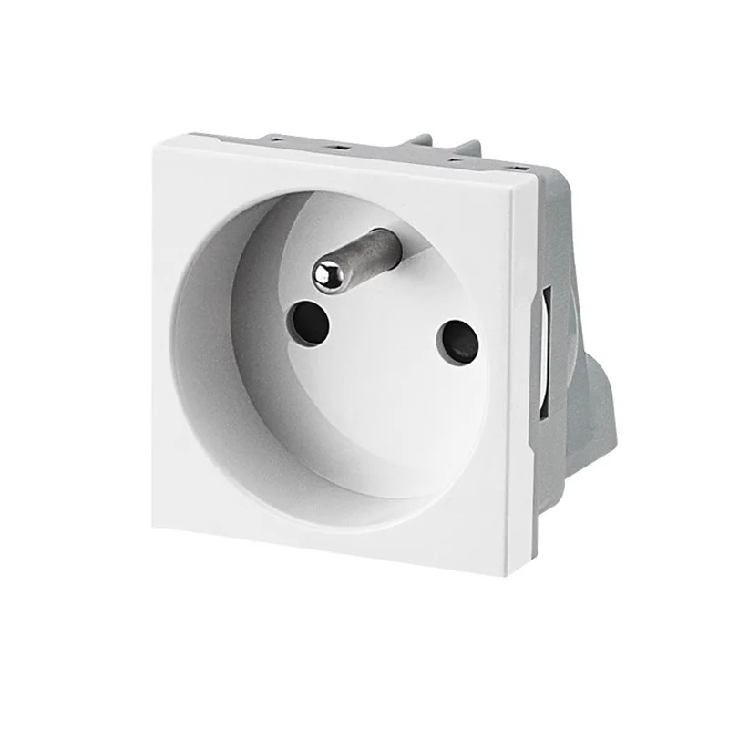 1pcs/lot Card-type embedded French socket 16A standard French socket European socket French power socket module white
