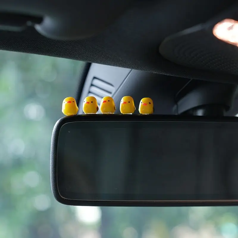 5Pcs Cute Mini Duck Car Interior Decoration Ornament for Mirror Dashboard Hanging Gift for Men Women Auto Accessories