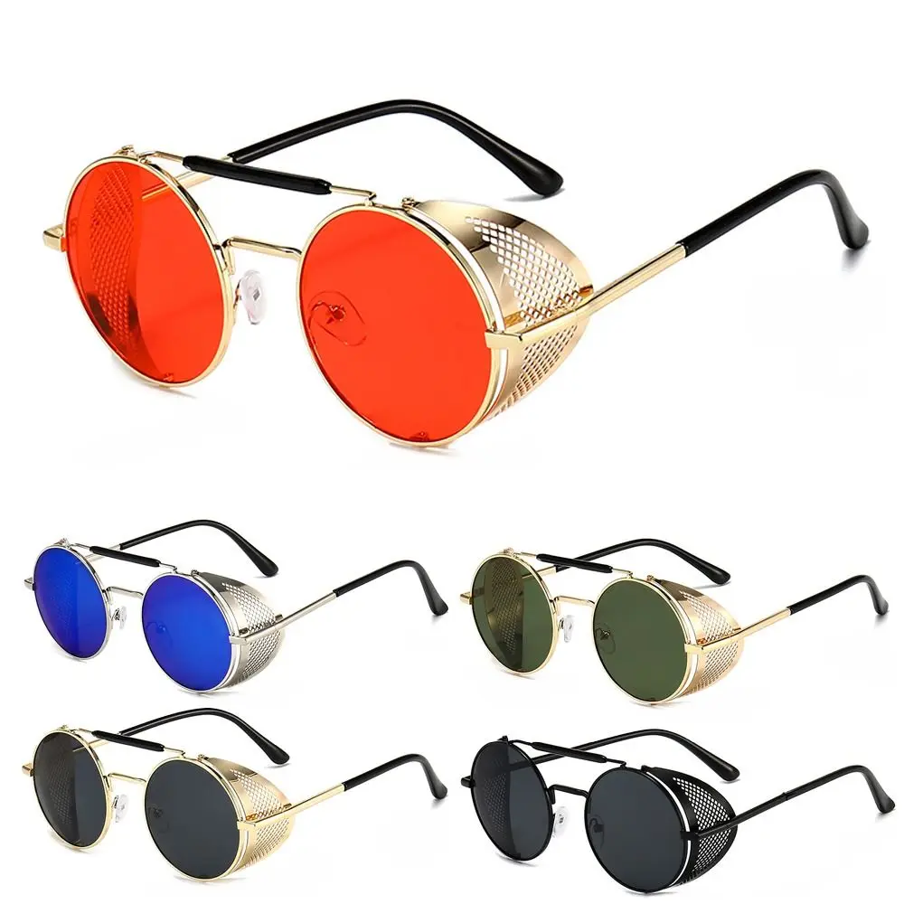 Punk Metal Frame Sunglasses Anti-UV 400 Travel Accessories Black Shades Glasses Eye Protection Retro Sunglasses for women men