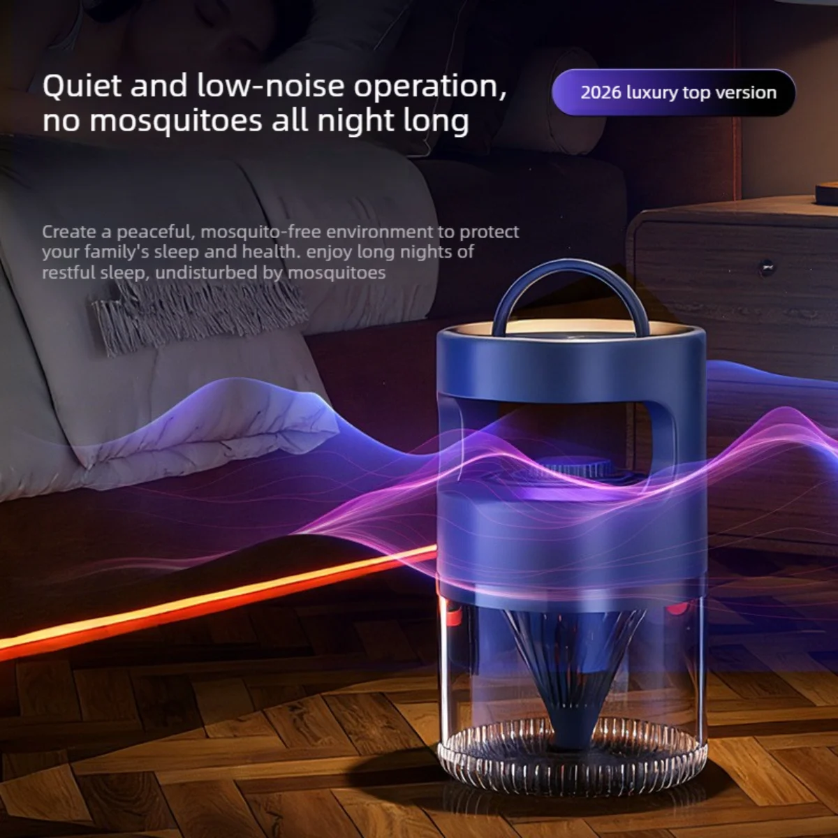 USB Rechargeable Mosquito Trap Suction Fan Light Quiet Insect Catcher for Home Bedroom Patio Camping Pest Control Night Light