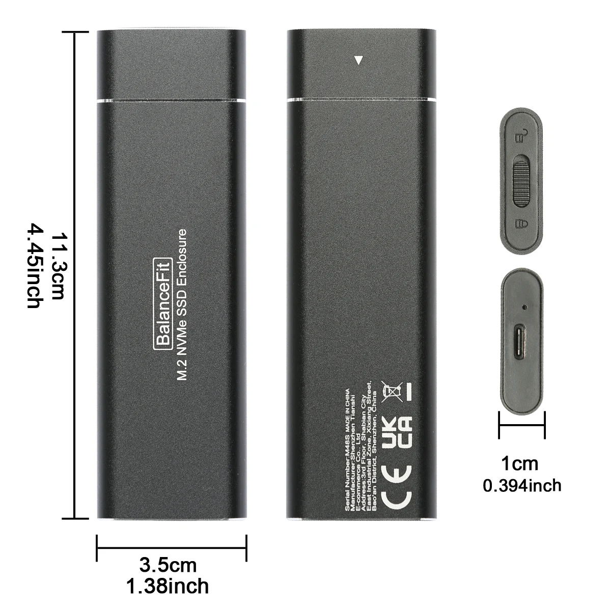 M.2 NVMe SSD Enclosure, USB 3.1 Gen 2 to NVME M-Key/(B+M) Key Solid State Drive External Case, for 2230/2242 /2260/2280 SSDs