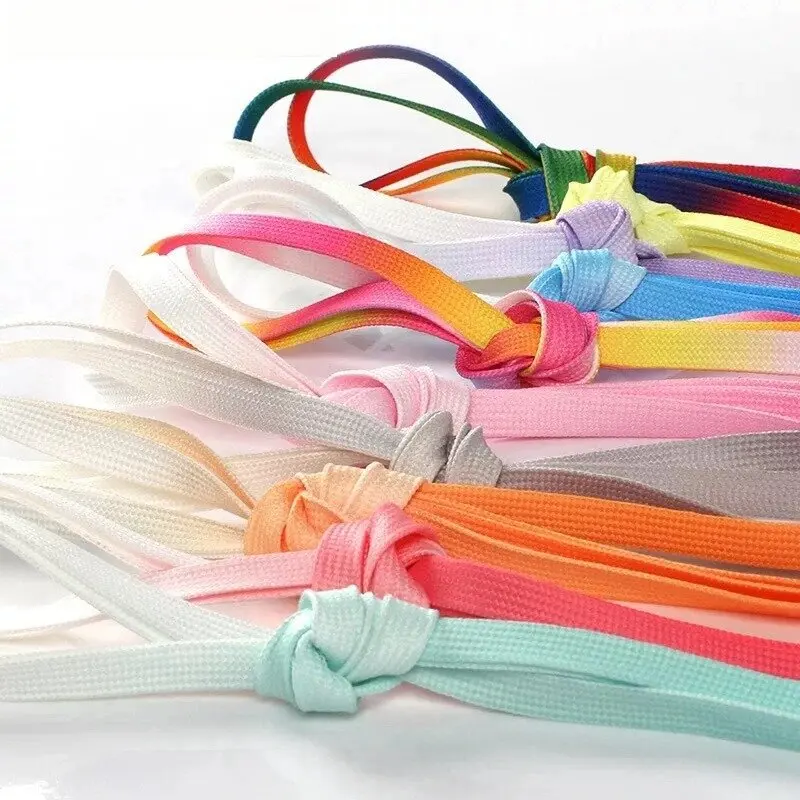 1Pair Colorful Silk shoelaces  Candy gradient canvas shoes shoelace children adult sneakers outdoor sport shoelace