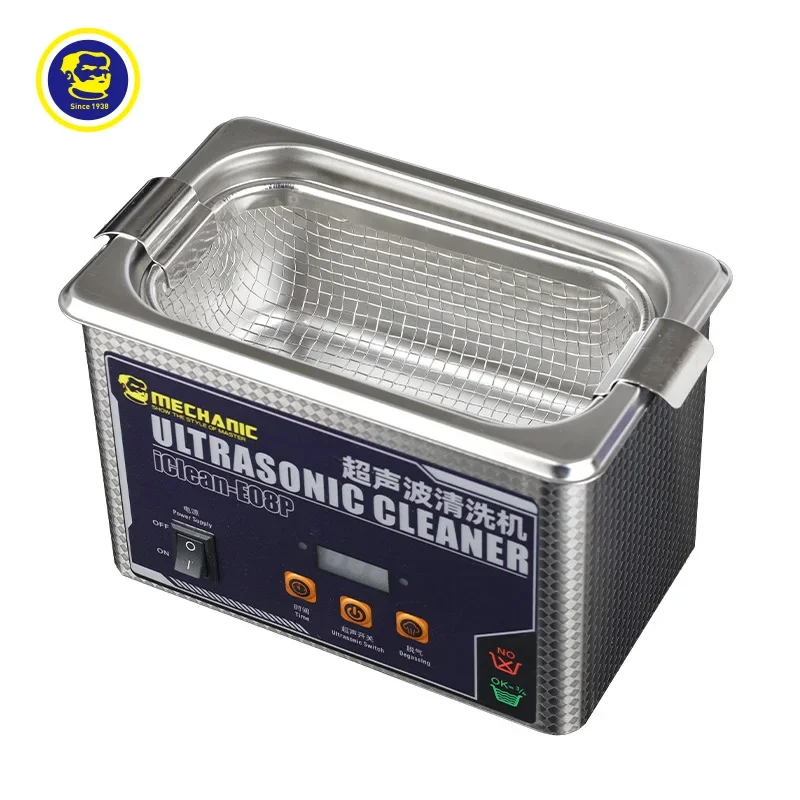 MECHANIC iClean‑E08P Ultrasonic Cleaner,50W High‑Frequency Multi‑Function Cleaning Machine,800ML IC Ultrasonic Cleaning Tank