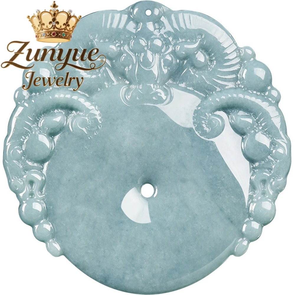 Natural Blue Water Ice Jadeite Three Sheep To Keep Peace Pendant Luxury Quality Fashion Fine Jewelry Exquisite Elegant Amulets