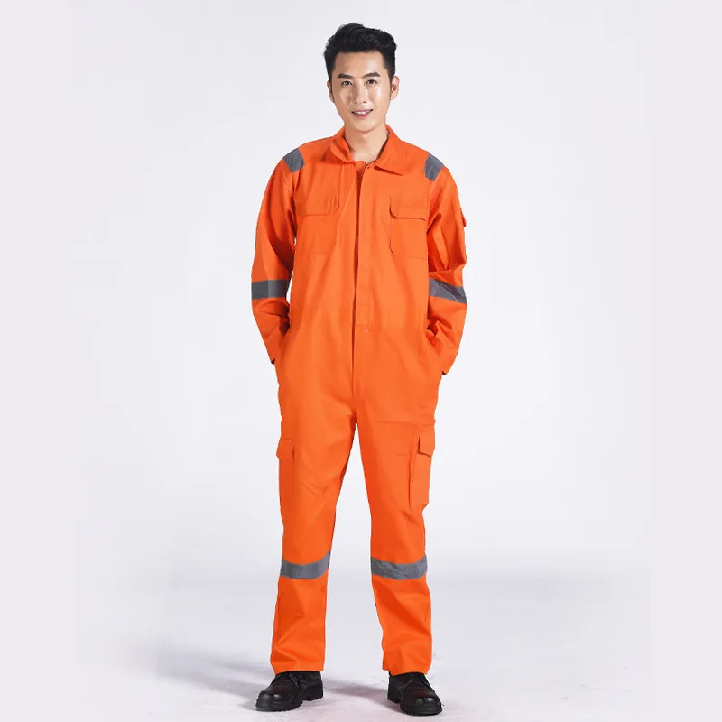 Hi Vis Cotton Overall Workwear Anti-flame Retardant Clothing Thick Anti Sparking Fireproof Uniform Electric Welding Suit Overall