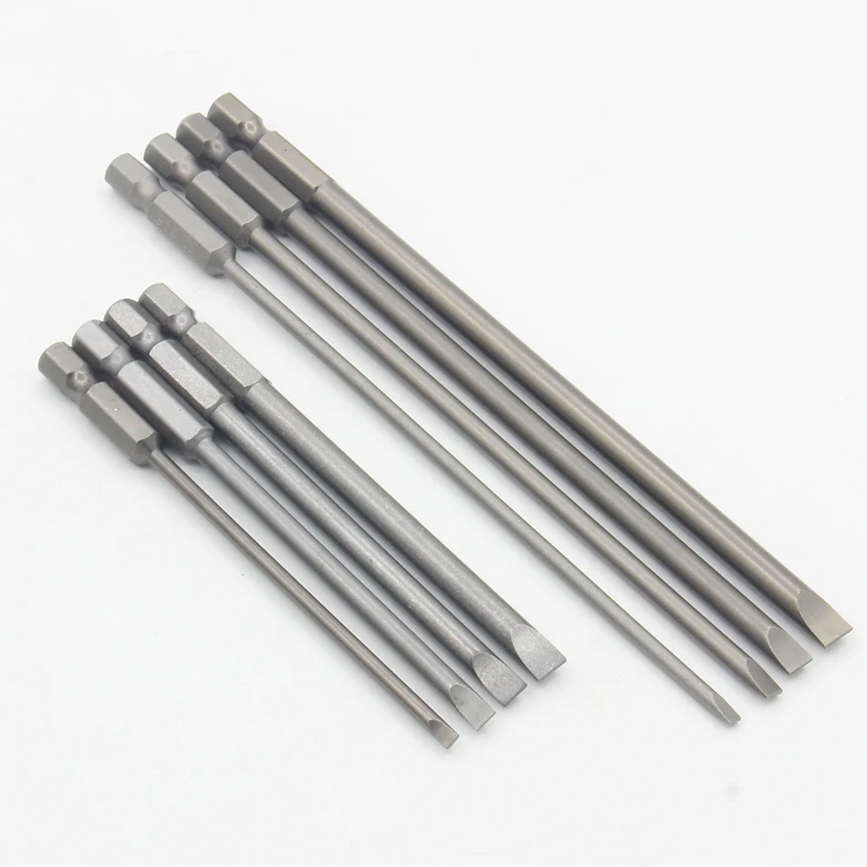 1Pc 1/4 Inch Hex Flat Head Slotted Tip Screwdrivers Bits Electric screwdriver Set long 100mm 150mm