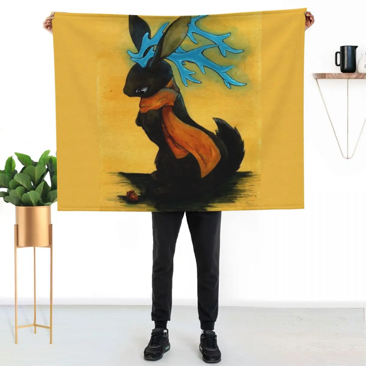 

Autumn Jackalope Throw Blanket Stylish Decor Blanket Gift for Friends Roommate