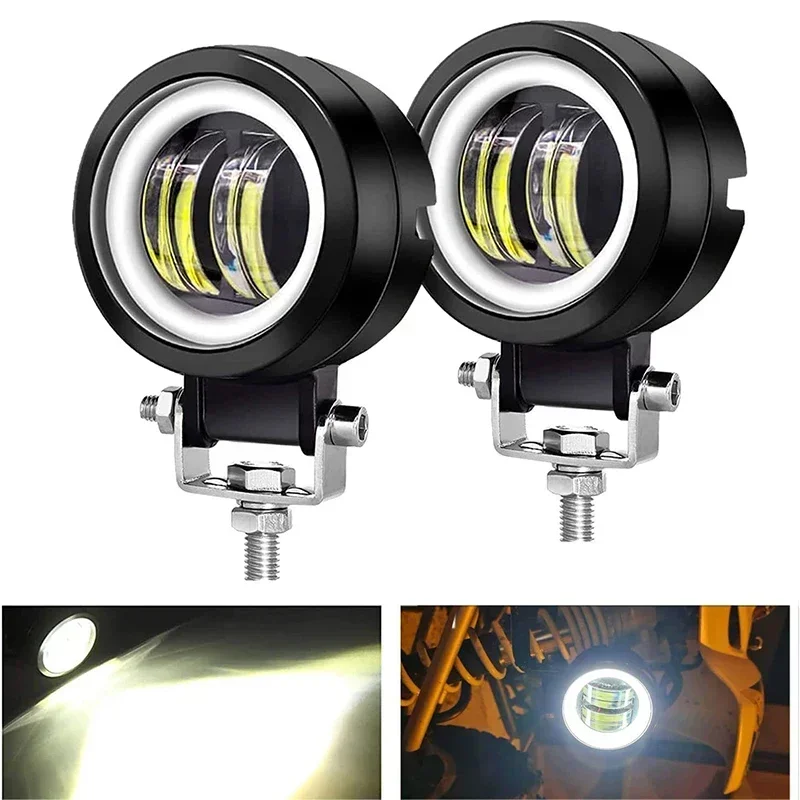 Waterproof Round Angel Eyes LED Light Portable Spotlights Motorcycle Offroad Truck Driving Car Boat Work Light Amagi