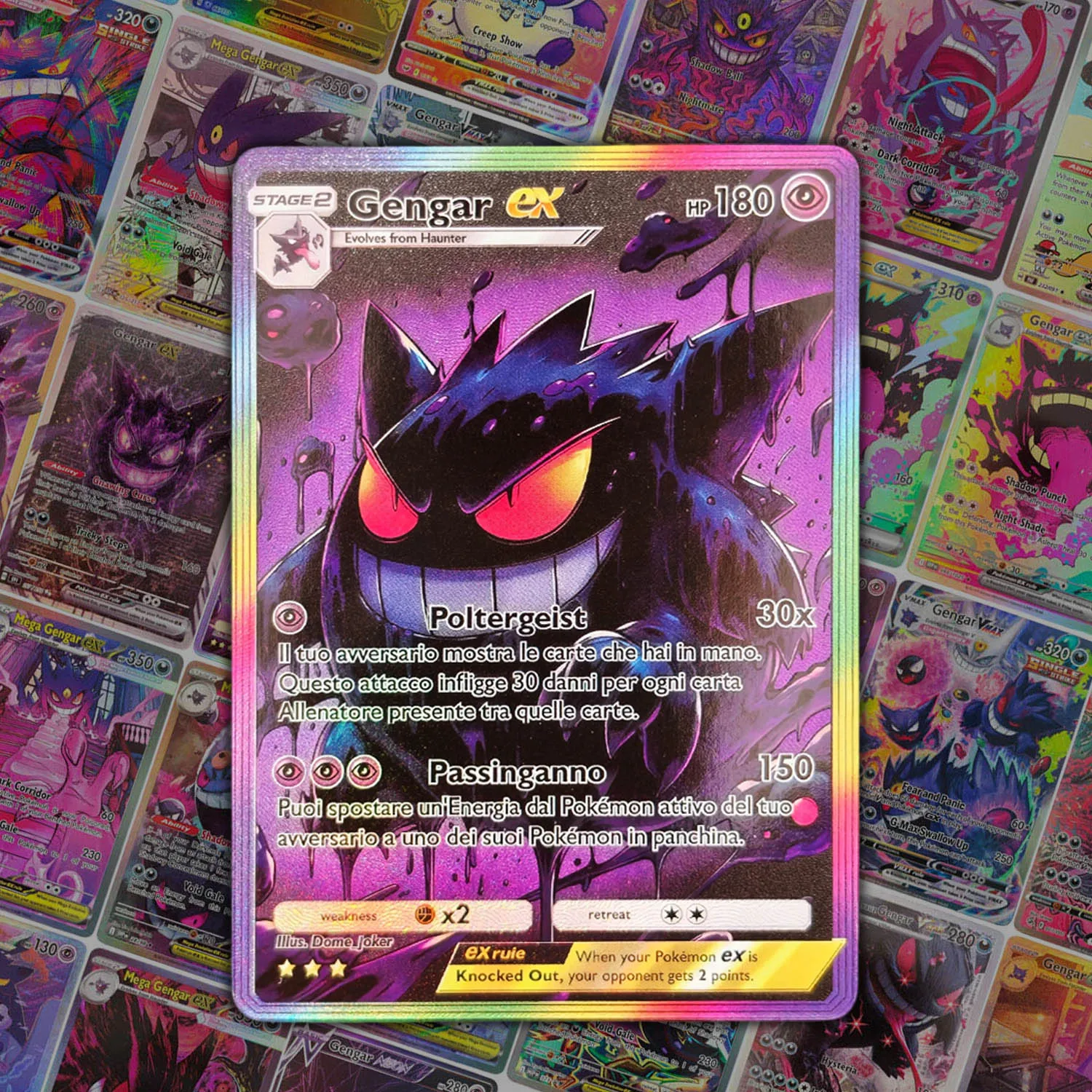 Alle Stile Gengar-Karten Holographische Vollbild-Geisterkarten Selbstgemachte Hobby-Sammelkarten Spielkarten Spielzeug