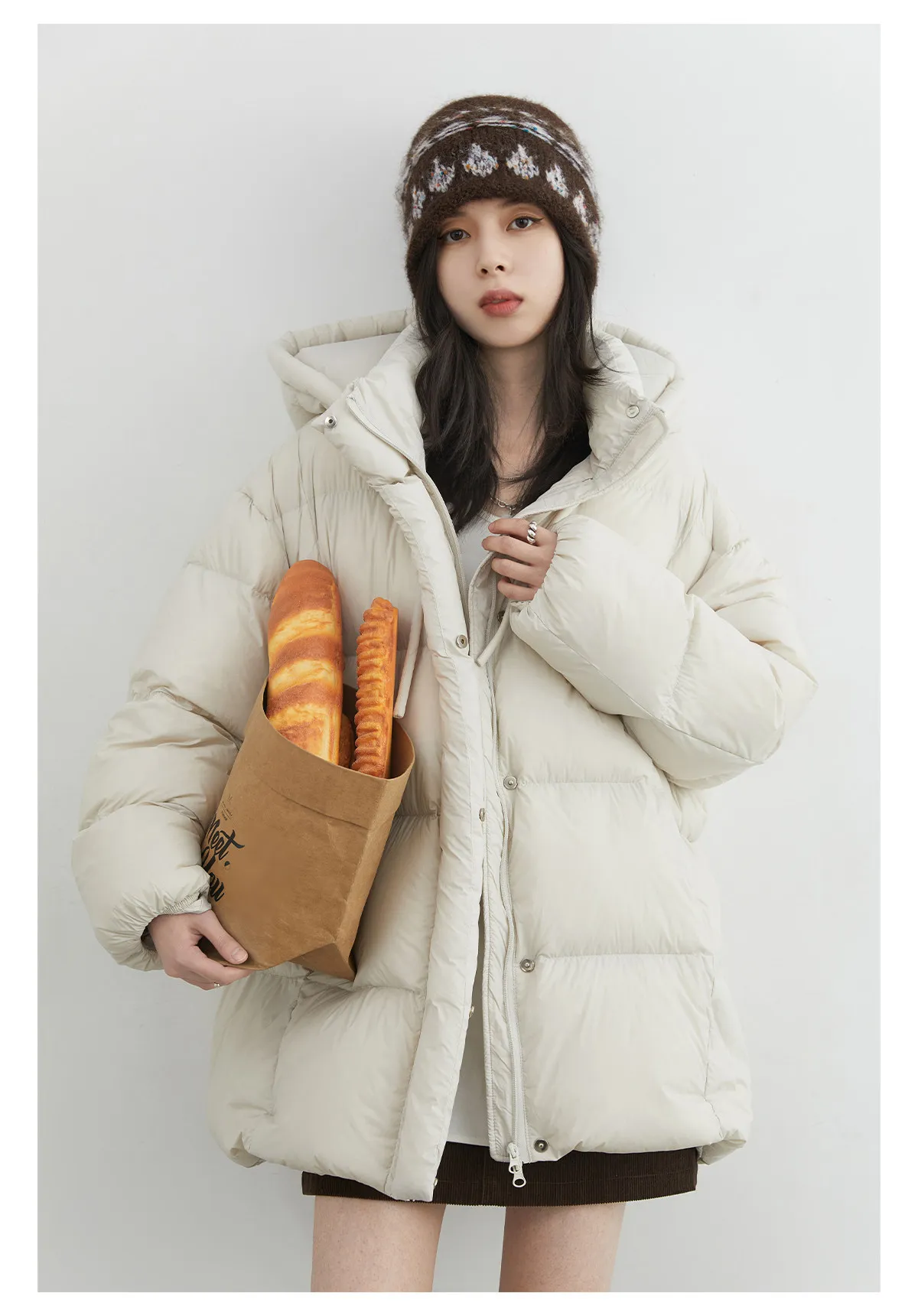 CHIC VEN New Women Down Jacket Solid Loose Casual Hooded Ladies Down Jacket for Woman 90 White Duck Down Coat Autumn Winter 2025