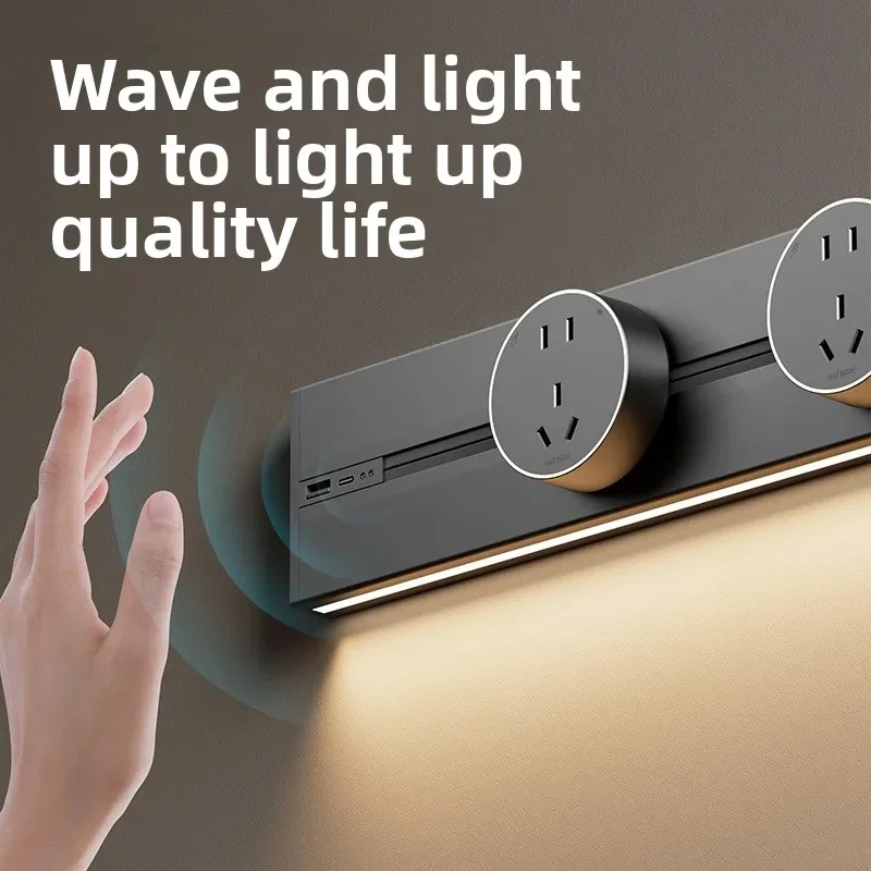 Household Surface with Sensor Light Track Socket Kitchen Thai European Standard Movable High Power Strip