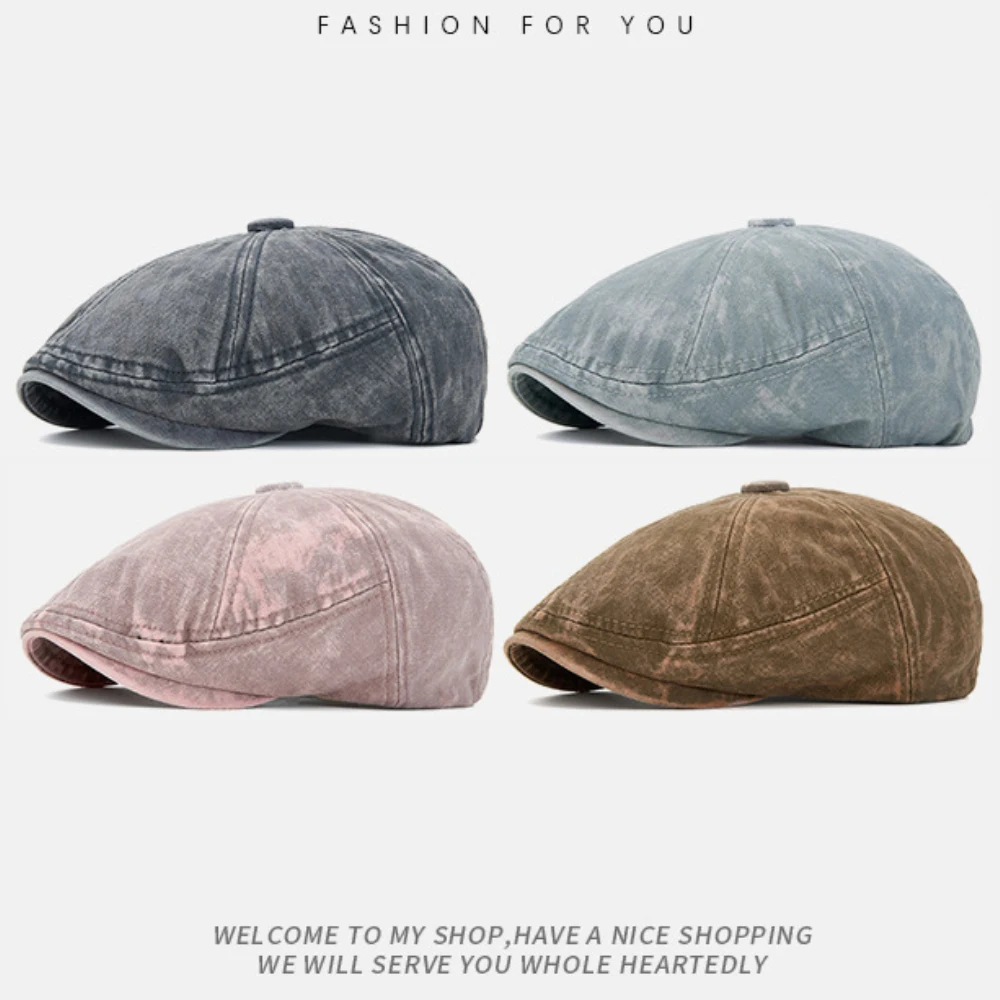 

HT5067 Berets for Men Women Vintage Artist Painter Beret Hat Male Female Adjustable Octagonal Flat Cap 100% Cotton Ivy Beret Cap