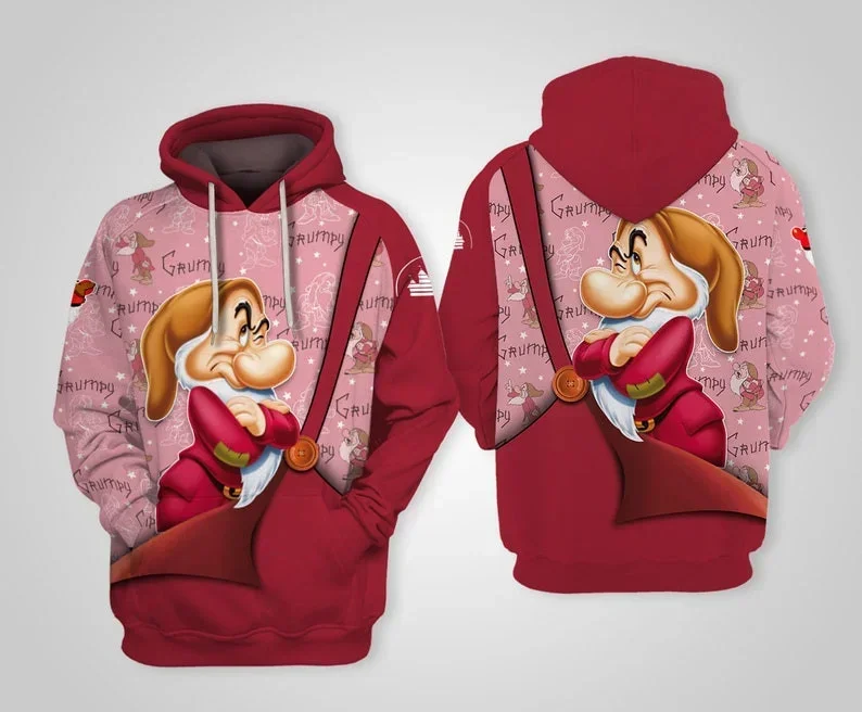 

Red Grumpy Dwarf, Snow White and Seven The Dwarfs Disney Cartoon Fan Gift All Over Print Hoodie Disney Zip Hoodie