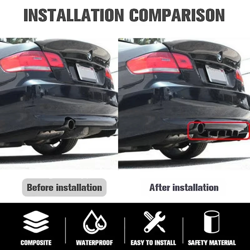 ลิ้นกันชนหลังรถยนต์ฮุนได ซานตา วัสดุ ABS แบบปีกคู่ สไตล์ครีบฉลาม ดีไซน์โค้ง ช่วยลดแรงกระแทก