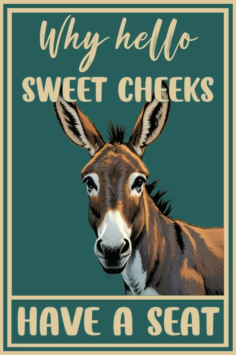 Vintage Metal Sign Aluminum Sign WHY HELLO SWEET CHEEKS HAVE A SEAT Donkey Tin Sign Retro Wall Decor for Home, Cafe, and Garden