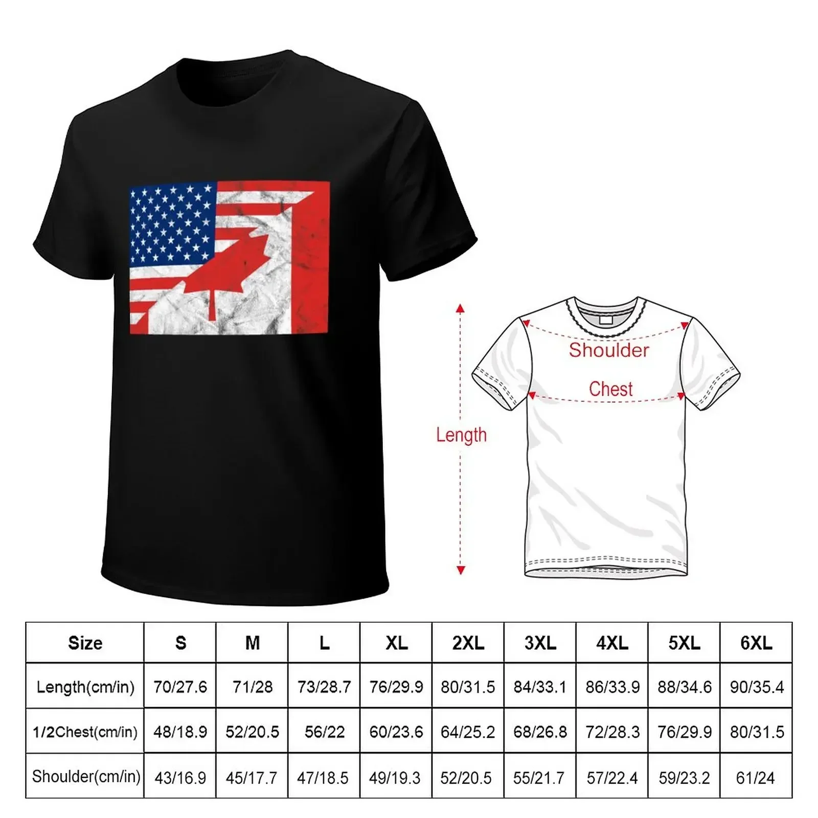 Vintage USA CANADA Flag T-Shirt designer shirts vintage clothes shirts graphic summer top t shirts men