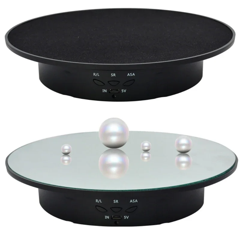 

3 Speeds 20cm Intelligent Electric Rotating Display Stand Mirror Turntable Jewelry Holder Battery/USB Power