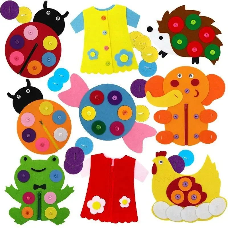 Preschool Montessori Buttoning Fastening Toy DIY Teaching Aids Kindergarten Classroom Activity Materials Early Life Skills