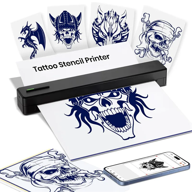 

Beginners&Artists Wireless Thermal Tattoo Printer Inkless Bluetooth Tattoo Template Printer Compatible with Mobile/iPad/PC