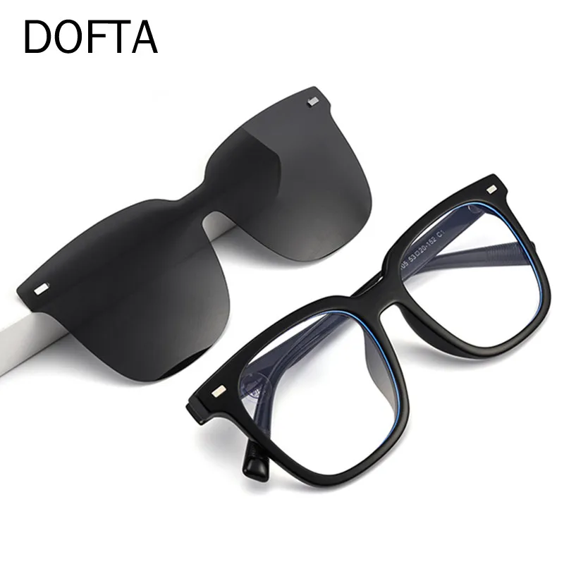 

DOFTA 2 In 1 Magnet Polarized Clip Glasses Frame Men Optical Myopia Clip Glasses For Men Eyeglasses Frame TR90 5777