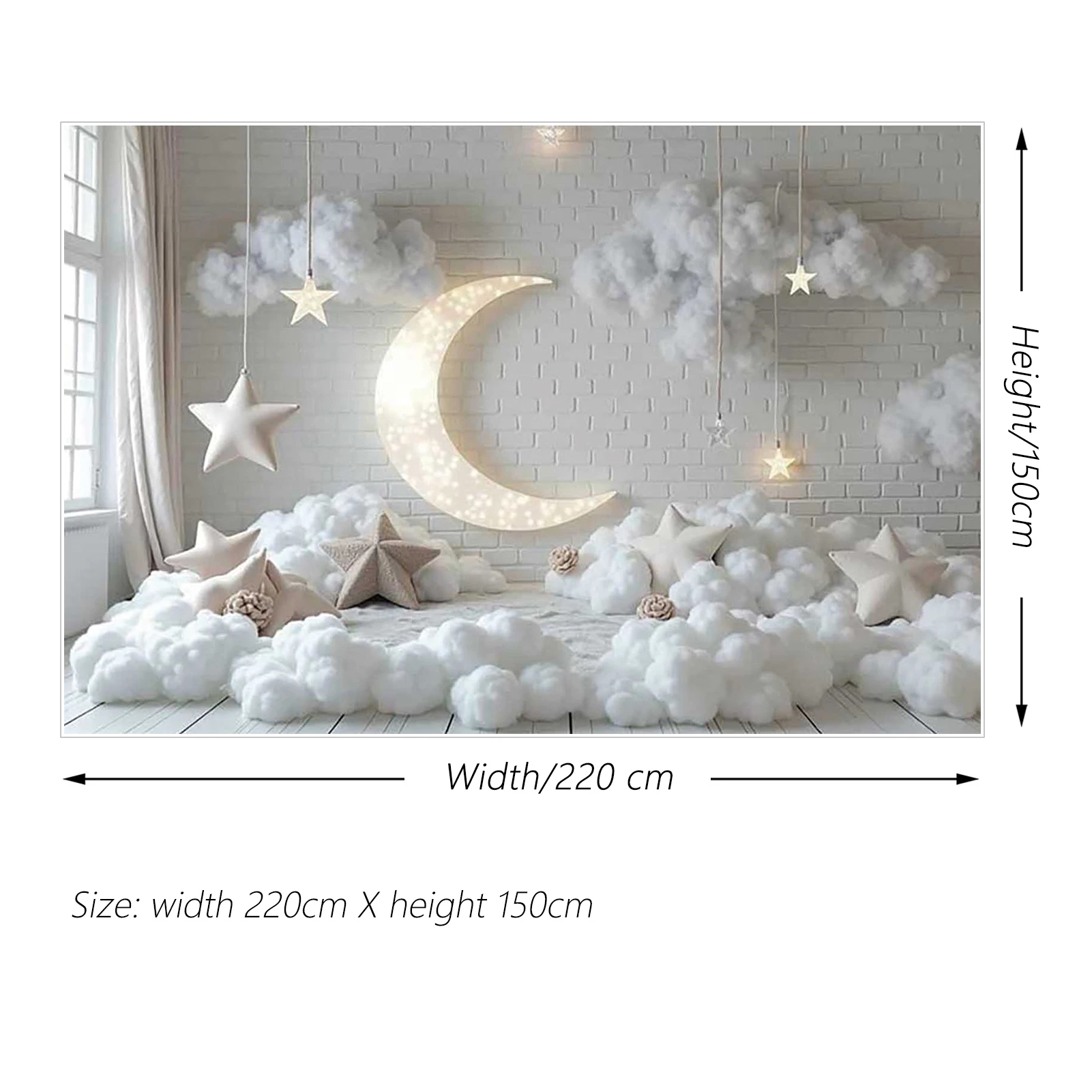MOON.QG عيد ميلاد الديكور التصوير خلفية القمر سحابة بيضاء فوتوزون خلفية الأطفال استوديو الصور فوتوبوث الإمدادات