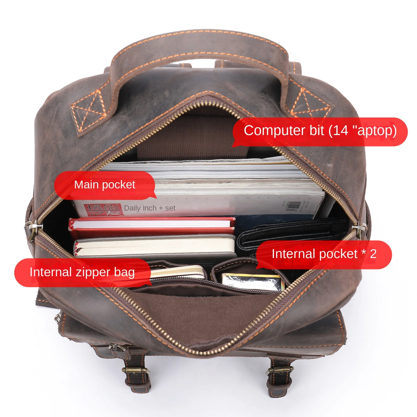 Die erste Schicht von Rindsleder Business Pendler Reise Computer Rucksack große Kapazität europäischen und amerikanischen Retro-Rucksack