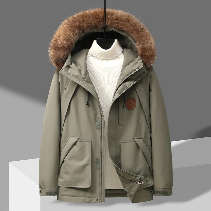 Jaqueta de pato branca masculina, casaco coreano de sopro quente, top jovem, parkas espessadas, outwear acolchoado de algodão, curto, moda, inverno, 2023