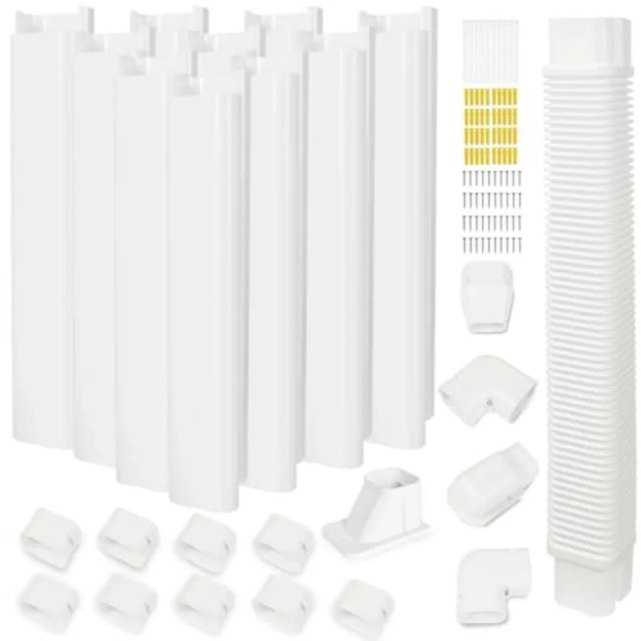 

16Feet Mi Spit e Set Cover PVC Mi Spit Cover Kit Easy staation Decorative e Set Kit for Heat Pump and Units Air Conditioners