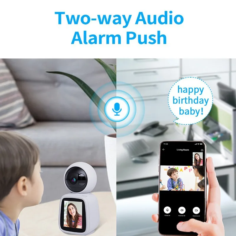 2.8Inch IPS Screen Tuya APP 2MP 1080P One Key Call  PTZ IP Dome Camera AI Humanoid Detection Wide Angle CCTV Monitor