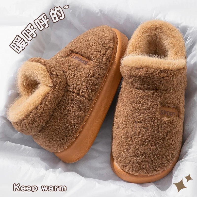 Deodorant cotton slippers men's winter bag heel new thick inner home bottom room piled and thickened warm cotton shoes men