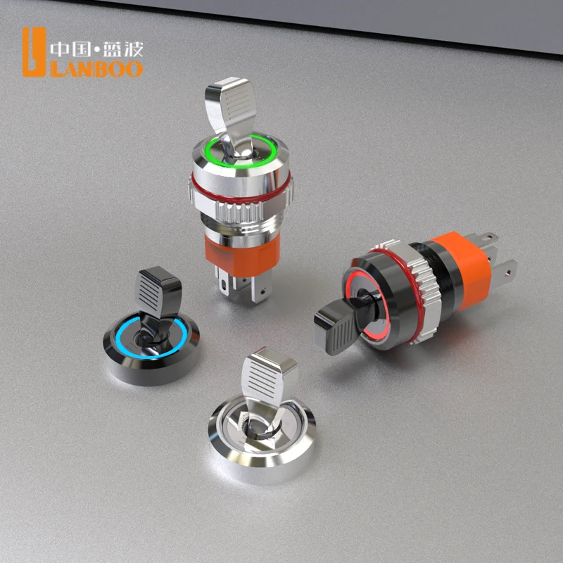 LANBOO 16mm Industrial Toggle Switch 1NO1NC 15A 2/3 Gear for Vehicle Modification Two Casing Options Available