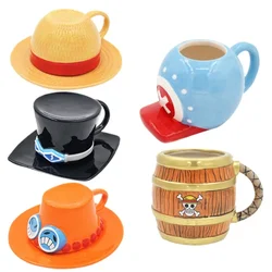 Anime ONE PIECE Creative Ceramic Mug Cute Luffy Office Coffee Cup Children's Breakfast Milk Cup Kawaii 400ml Water Cup Kids Gift