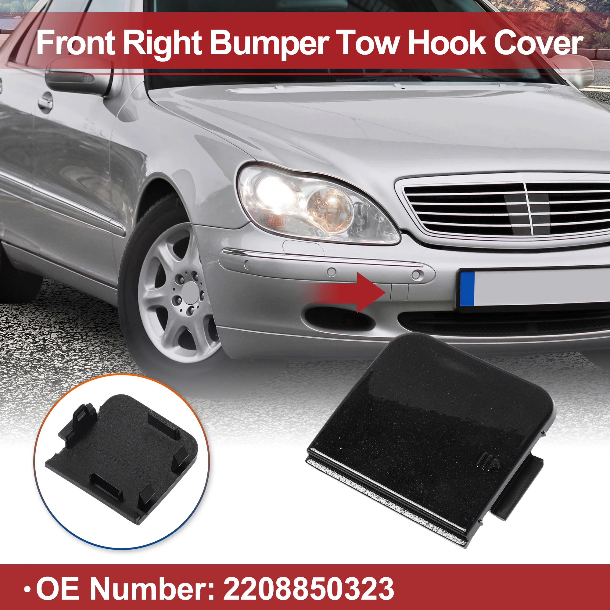 

UXCELL Крышка фаркопа автомобиля для MercedesBenz S-Class W220 98-02 No 2208850323 Черный