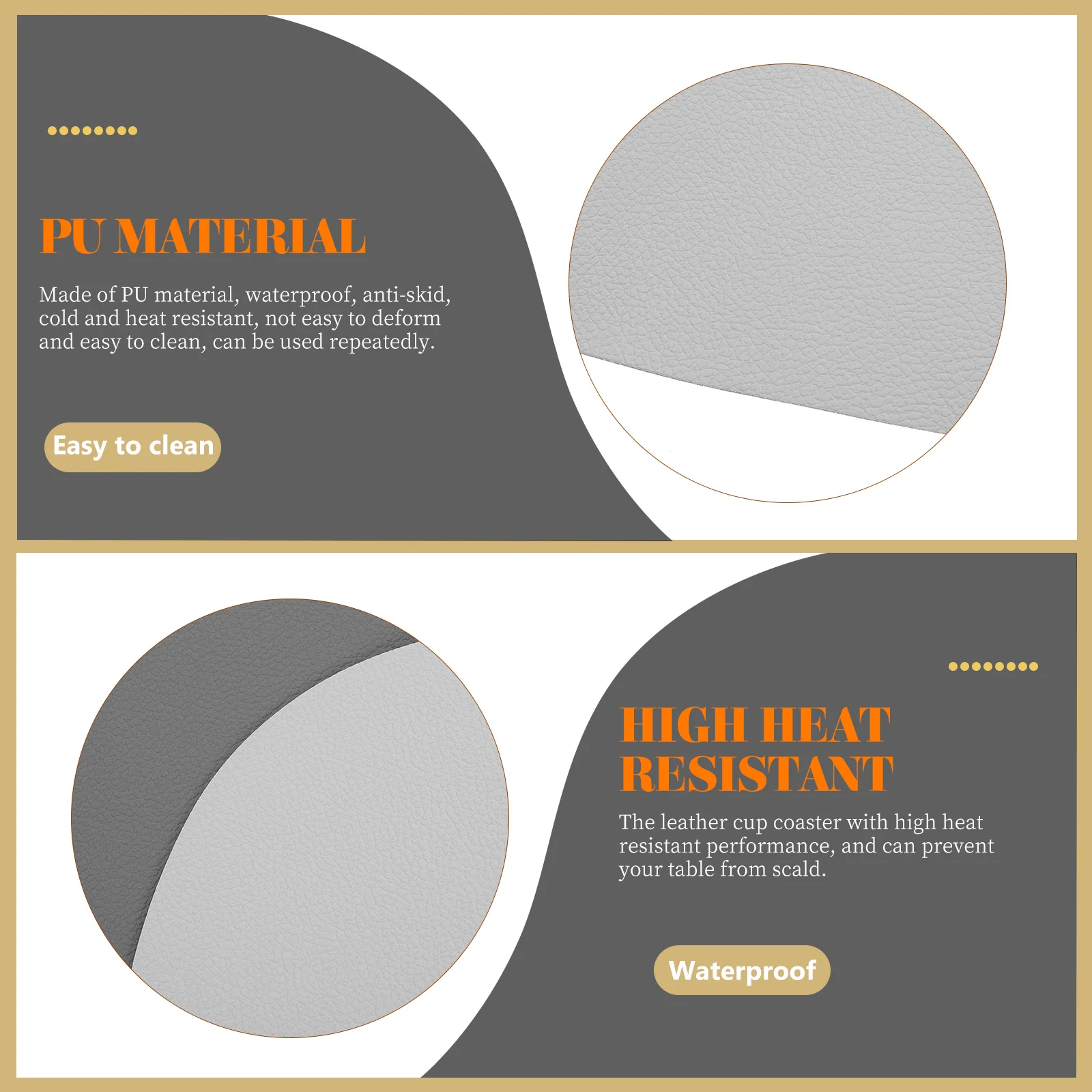

Heat Resistant PU Oval Insulation Pad Dining Table Mat Washable Anti Slip Placemat for Hot Dishes Bowls Protects Table Easy