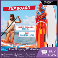 FunWater 11' Blue Red Inflatable Paddle Board with Accessories: Great for Recreational Paddling, Dock, Shore, or Bank