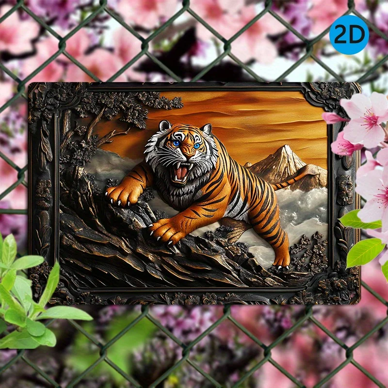 

Room Decor 1pc Elegant White Tiger Metal Wall Art, Aluminum Mountain Landscape Decor, 8x12inch, for Home, Bedroom, Living Room