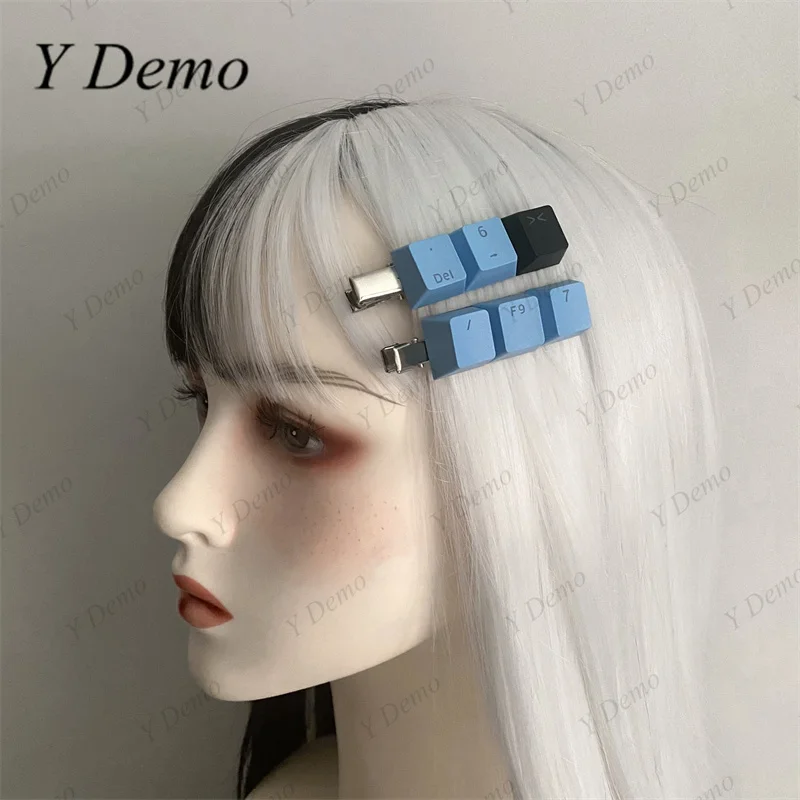 Y Demo 1 Piece Techwear Keycaps Women\'s Hairpin Y2k Handmade Colorful Hairclips Streetwear