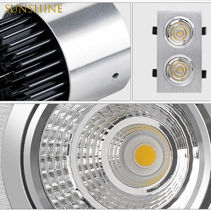 Embutido Dimmable LED Downlight, COB Spotlights, Epistar Chip, Iluminação doméstica, Decoração de interiores, 9W, 12W, 15W, 18W, 24W, 30W, AC 90-260V