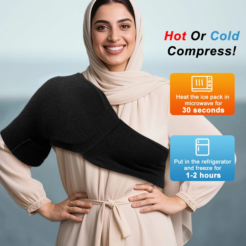 

Reusable hot and cold gel therapy packs for shoulder and hip pain relief, muscle strains, injuries and post-exercise recovery