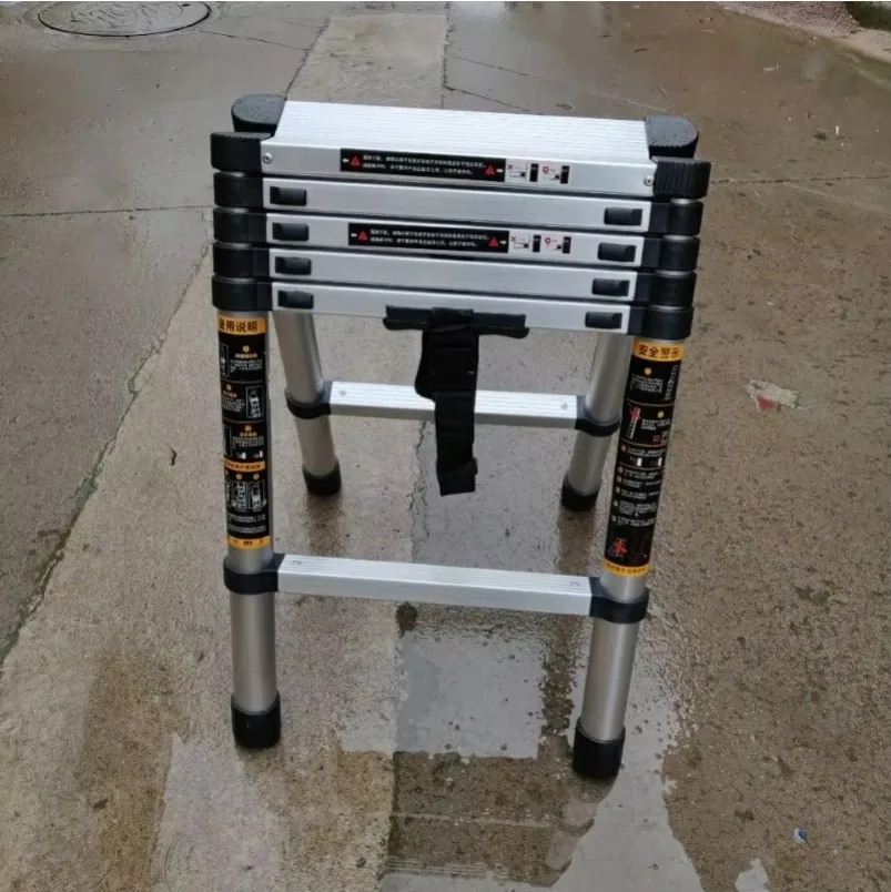 Thickened Aluminum Alloy Telescopic Folding Ladder, Portable Double-sided Elevator, Portable High-altitude Operation Ladder