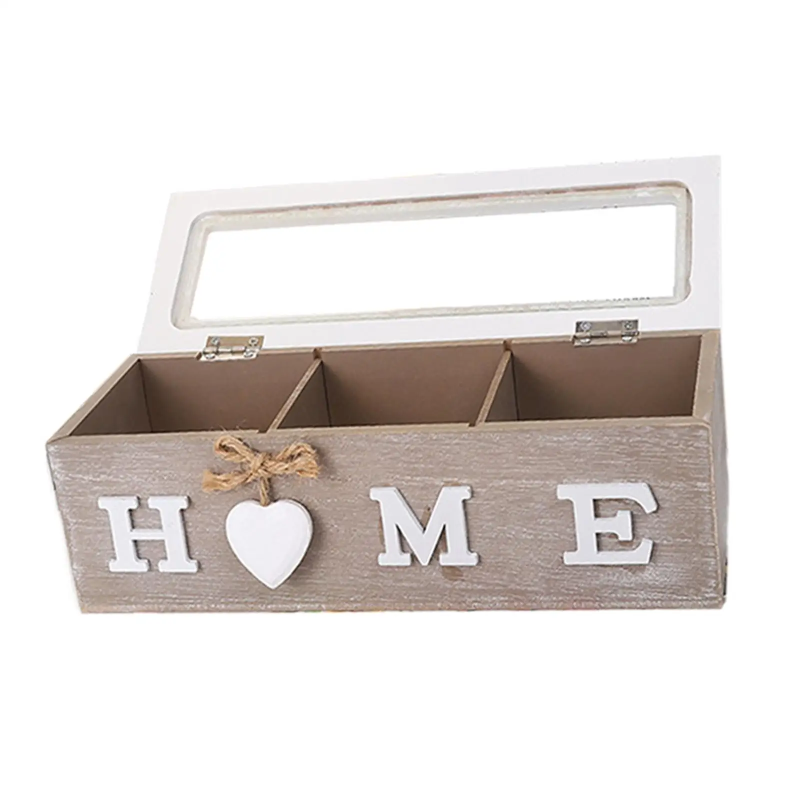 Wooden Tea Storage Box Kitchen Organiser Desktop Container Jewelery Box for Creamers Tea Bags Assorted Teas and Condiments Sugar