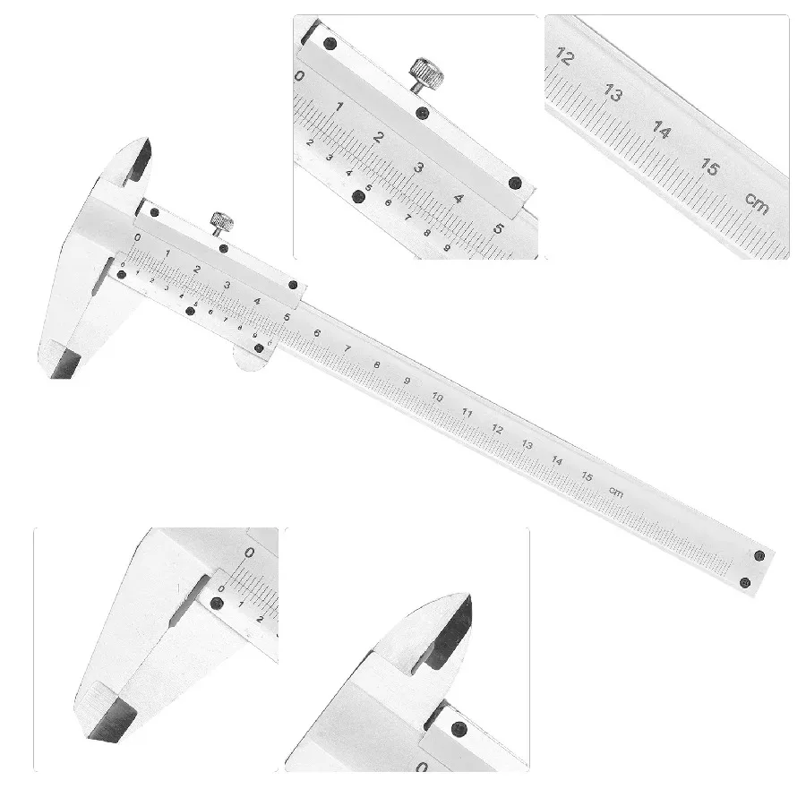 المهنية الفولاذ المقاوم للصدأ الورنية الفرجار مقياس 0-150 مللي متر انزلاق مقياس أداة القياس داخل خارج عمق خطوة ميكرومتر