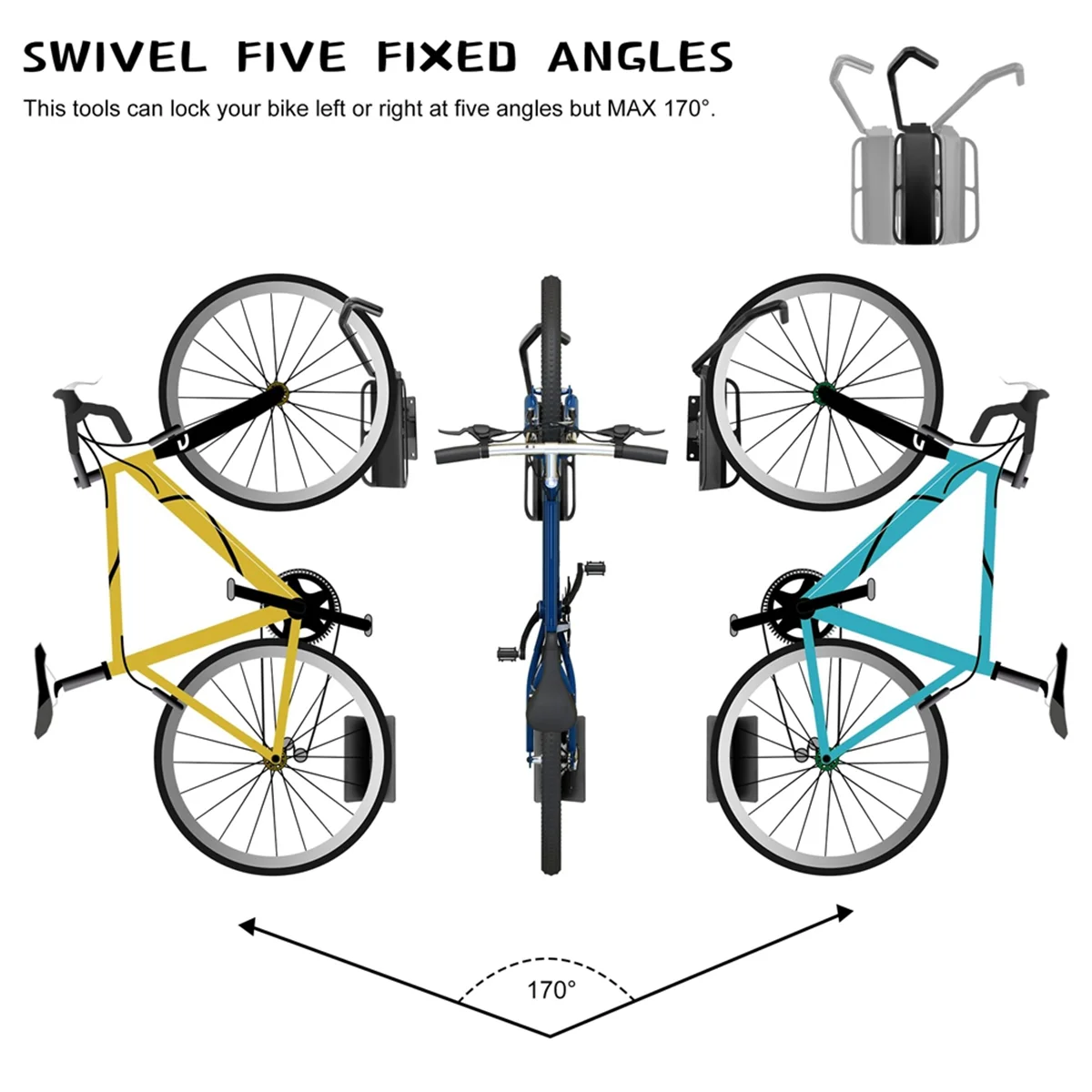

ABJQ 1 PACK Swivel Bike Wall Mount Bike Rack Garage with Tire Tray Vertical Bike Storage Rack Bike Bike Rack Hook for Garage