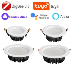 Tuya akıllı ZigBee Led Downlight 2MQTT Alice yardımcısı Hue ışık tavan lambası yatak odası mutfak spot Alexa ev dekor